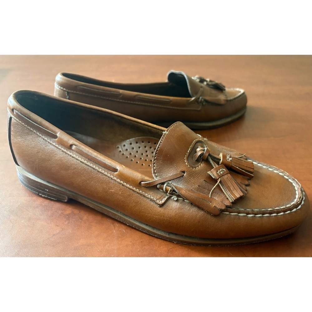 Dexter Mens Tan Leather Tassel Kiltie Loafers Made in USA P506-5 Size 11 M
